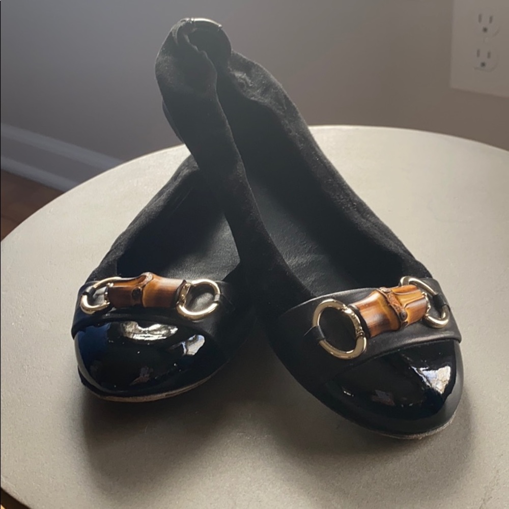 Gucci Black Suede Ballet Flats